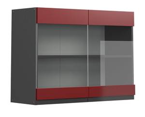 meuble de cuisine haut vitré R-Line Anthracite - Rouge - Largeur : 80 cm