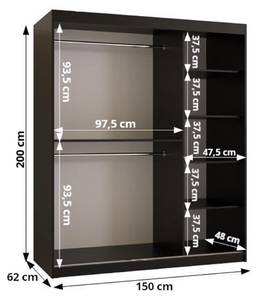 ARMOIRE À PORTES COULISSANTES DOME Largeur : 150 cm - Argenté