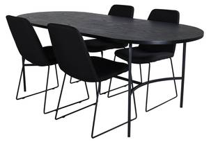 Essgruppe Skate Schwarz - Massivholz - 90 x 75 x 200 cm