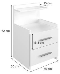 Nachtschrank Alpin mit Schubfächern Weiß - Holzwerkstoff - 40 x 62 x 35 cm