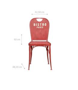 Stuhl Bistro de Paris Rot - Weiß - Metall - 49 x 92 x 43 cm