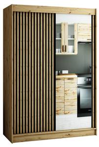 Armoire à portes coulissantes lamelo 2 Noir - Imitation chêne - Largeur : 150 cm