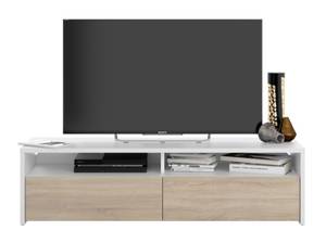 Meuble TV Kioto Blanc - Bois manufacturé - Matière plastique - 42 x 36 x 130 cm