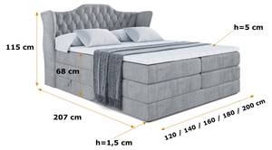 Boxspringbett VILA KING Hellgrau - Breite: 160 cm