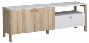 Meuble TV 2 portes 1 tiroir - NORWAY Marron - Bois manufacturé - 170 x 58 x 41 cm