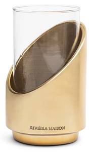 Gaia Teelichthalter Beige - Gold - Glas - Metall - 10 x 17 x 10 cm