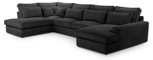 Ecksofa Burla U Schwarz - Holzwerkstoff - 176 x 93 x 398 cm