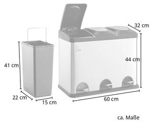 Mülleimer TC3X15 Silber - Metall - 61 x 49 x 34 cm