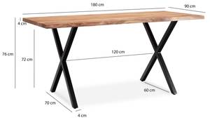 Esstisch OTMAR Braun - Massivholz - 90 x 76 x 180 cm