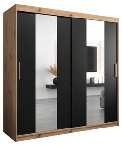 Armoire à portes coulissantes Pole Noir - Imitation chêne - Largeur : 200 cm - 2 porte