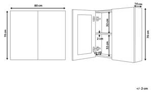 Armoire de toilette avec miroir NAVARRA Noir - Argenté - 80 x 70 cm