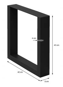 Tischbeine 2er Set aus Stahl Schwarz - Metall - 8 x 43 x 40 cm