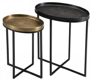 2 tables d'appoint ovales Noir - Métal - 30 x 56 x 47 cm