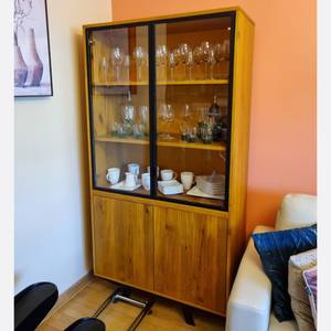 Designer Vitrine aus Eiche VITA Braun - Massivholz - Holzart/Dekor - 100 x 190 x 45 cm