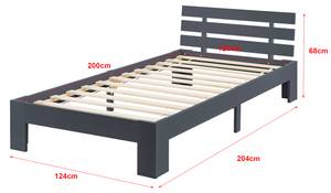 Holzbett Nivala mit Matratze Grau - Breite: 124 cm