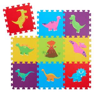 Puzzlematte Dinosaurier bunt Violett - Rot - Gelb - Kunststoff - 30 x 1 x 30 cm