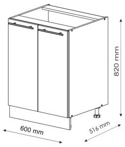 Küchenunterschrank Fame-Line 46605 Hochglanz Schwarz - Weiß