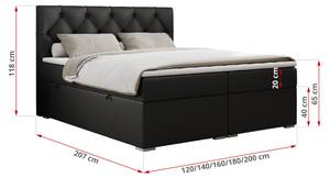 Boxspringbett ALDA Breite: 180 cm - H4 - Kunstleder