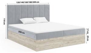 Boxspringbett Jessen Grau - Breite: 140 cm