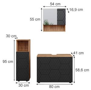 Badmöbel Set Irma 47180 Esche Schwarz Dekor - Sonoma Eiche Trüffel Dekor