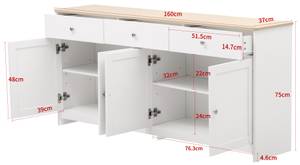 Sideboard M1658 Weiß - Holzwerkstoff - 75 x 37 x 160 cm