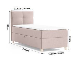 Einzelbett Boxspringbett Anter Mini Pink - Breite: 70 cm - Bettkasten links