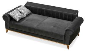 Schlafsofa Amsterdam Samt sofa 3-Sitzer Schwarz - Massivholz - 215 x 68 x 215 cm