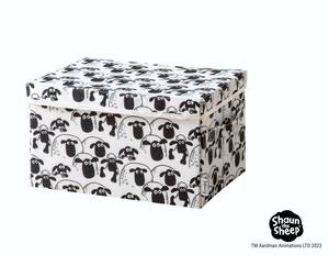 Aufbewahrungsbox Shaun mit Deckel weiss Kunststoff - 27 x 39 x 4 cm