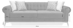 Schlafsofa Amsterdam Samt sofa 3-Sitzer Grau - Massivholz - 215 x 68 x 215 cm