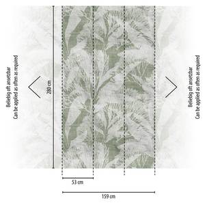 Natur Tapete mit Blättern Grün - Weiß - Kunststoff - Textil - 159 x 280 x 1 cm