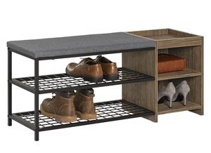 Etagère à chaussures FSR113-N Noir - Marron - Bois manufacturé - Métal - 101 x 44 x 32 cm