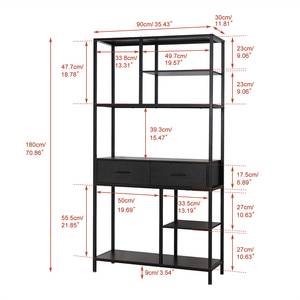 Regal Standregal mit Schubladen Holz Braun - Holzwerkstoff - 30 x 180 x 90 cm