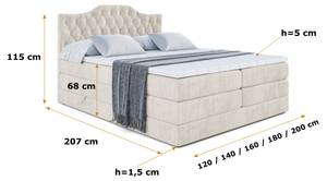 Boxspringbett VILA-1 KING Beige - Breite: 160 cm