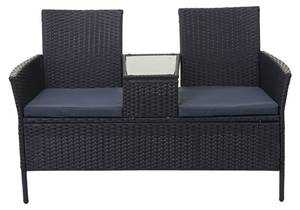 Poly-Rattan Sitzbank mit Tisch E24 Schwarz - Grau