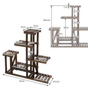 Blumenregal mit 6 Ebenen Braun - Massivholz - 28 x 97 x 95 cm