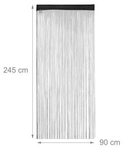 Fadenvorhang 2er Set Schwarz - Breite: 90 cm