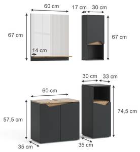 Badmöbel-Kombination Marelle 47694 Anthrazit - Eiche Sand Dekor