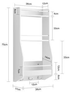 Küchenregal KCR12-W Weiß - Holzwerkstoff - 38 x 75 x 17 cm