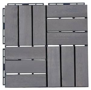 Klickfliesenset Alliste 10er Set Grau - Massivholz - Holzart/Dekor - 30 x 30 x 2 cm