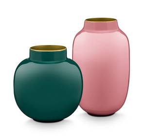 Vasen Rund und Oval (2er Set) Grün - Pink - Metall - 19 x 14 x 19 cm