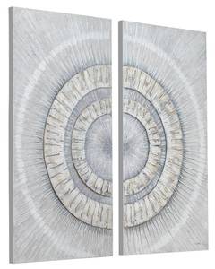 Bild handgemalt Himmelstor Grau - Massivholz - Textil - 120 x 120 x 4 cm