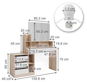 Schminktisch Anja 41330 Braun - Weiß