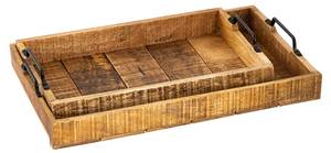 Holztablett 2er Serviertablett Braun - Massivholz - 46 x 8 x 31 cm