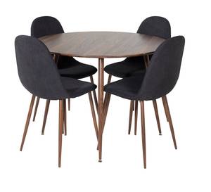 Essgruppe Plaza 27 (5-teilig) Schwarz - Massivholz - 100 x 75 x 100 cm