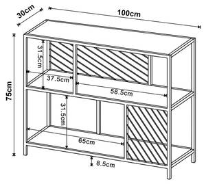 Konsolentisch Övertorneå Schwarz - Braun - Holzwerkstoff - Metall - 30 x 75 x 100 cm