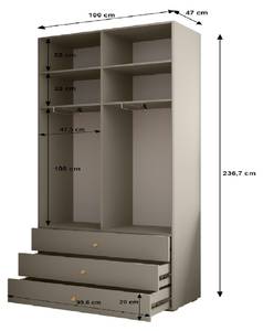 Garderobe Inova 1 Z16 Gold - Grau - Holzwerkstoff - Massivholz - 200 x 237 x 47 cm