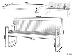 Gartenbank VIVARA 2-tlg Eiche Hell - Rot - 180 x 56 cm