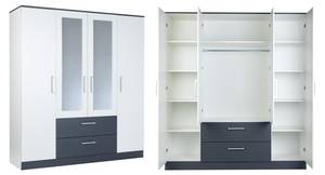 Kleiderschrank Kent 40 WA Grau - Weiß - Holzwerkstoff - Kunststoff - 181 x 201 x 54 cm