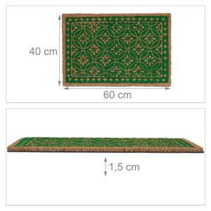Kokos Fußmatte florales Muster Braun - Grün - Naturfaser - Kunststoff - 60 x 2 x 40 cm