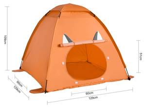 Tente pour Enfants OSS05 Orange - En partie en bois massif - 129 x 109 x 129 cm